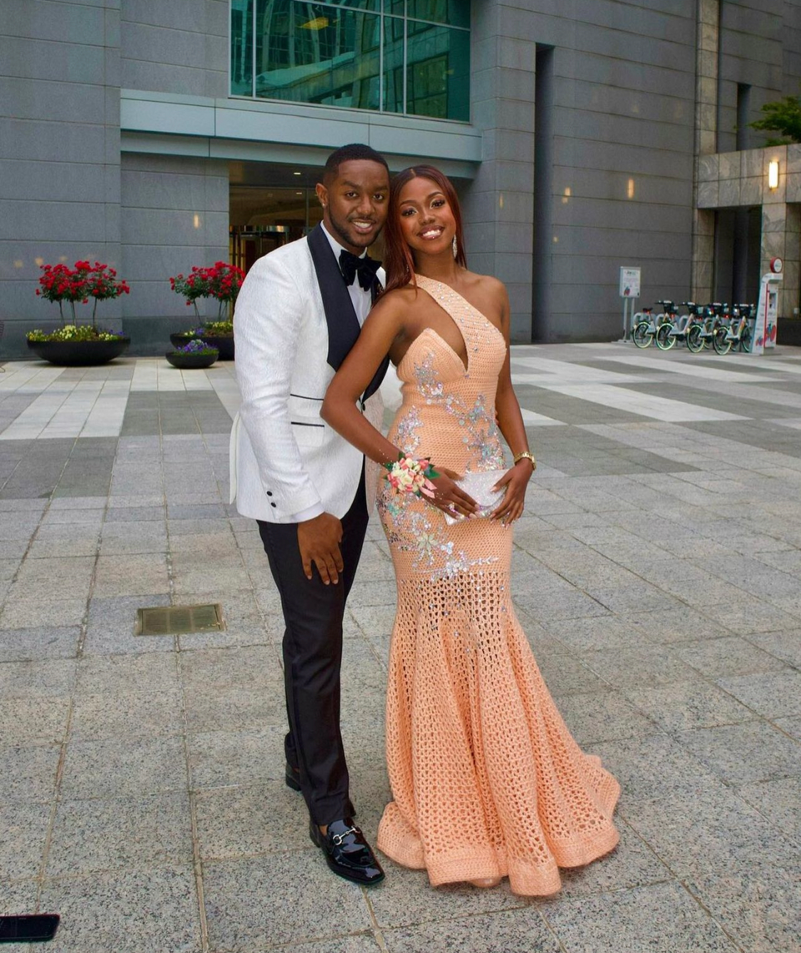 Crochet Peach Prom Dress