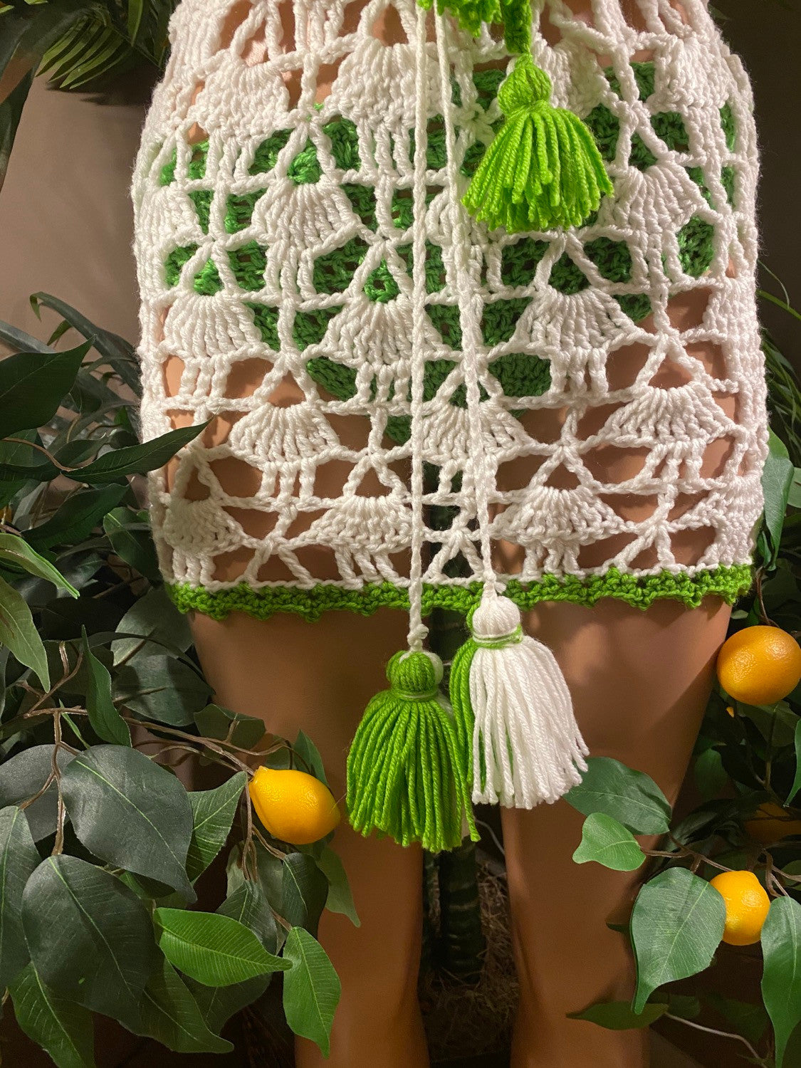 Nubi White & Green Bralette & Skirt