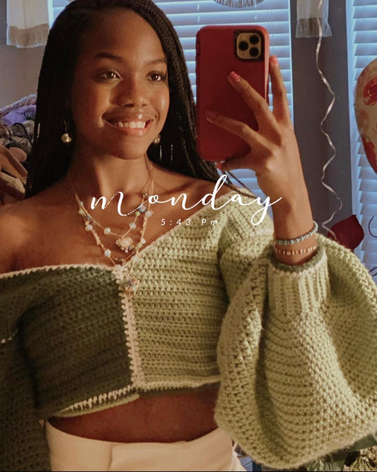 Contrast Balloon Crop Top