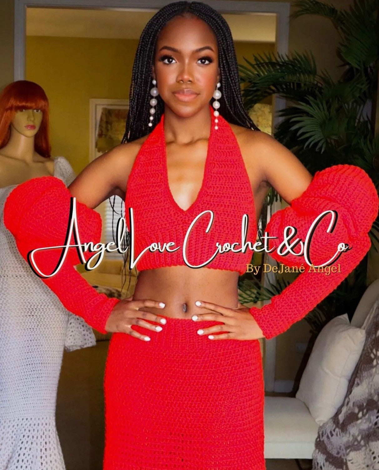 Ruby Red Puff Halter & Skirt Set