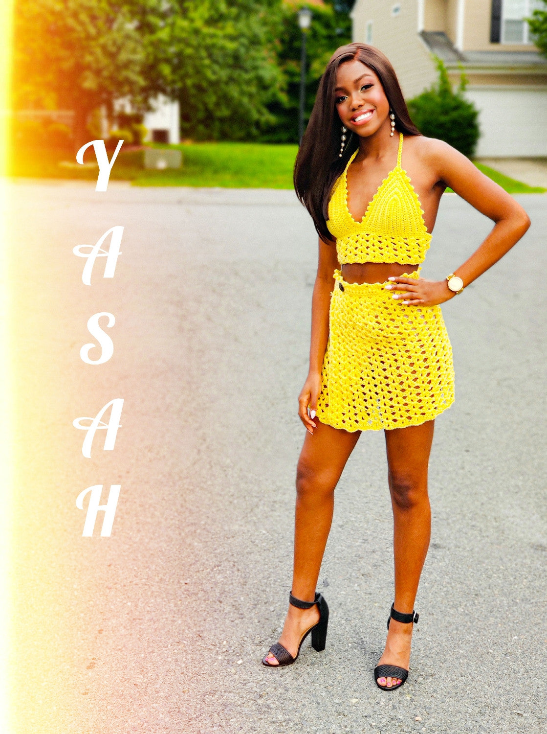 Yasah Mesh Wrap Skirt and Halter Set