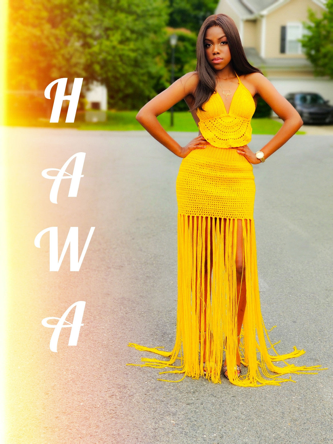 Fringe skirt yellow best sale